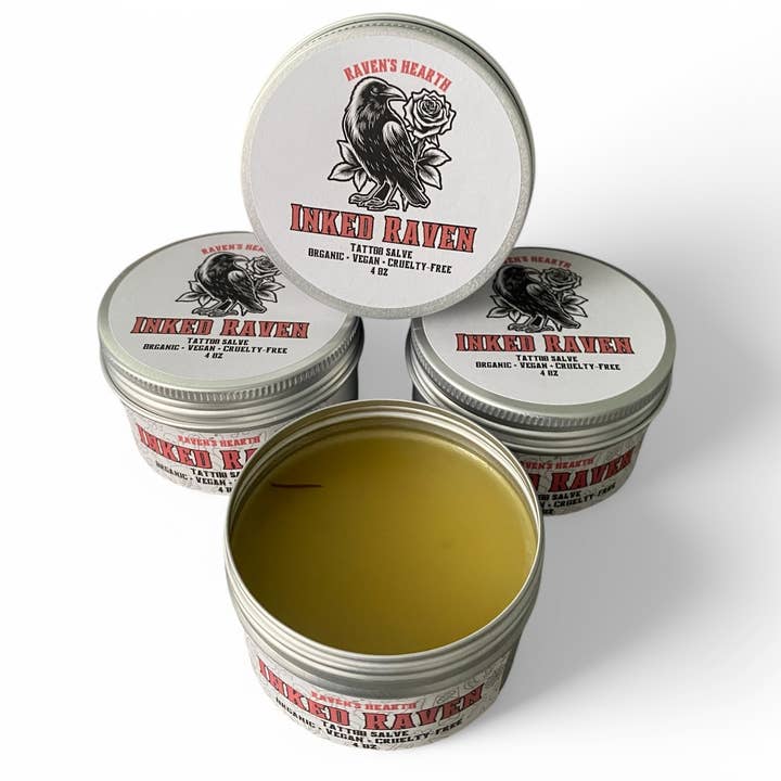 Baume pour tatouage | Non toxique et naturel | Neutre | Végan pour la vente par Raven’s Hearth