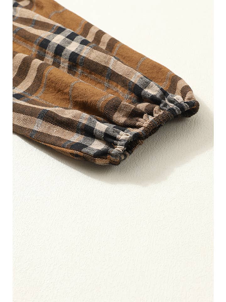 Brown Plaid Pattern Empire Waist Babydoll Dress for wholesale on Faire4