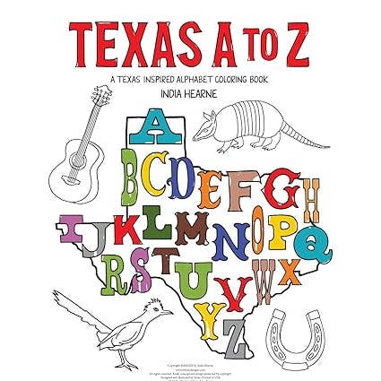 Great Texas Line Press - Vente Livre de coloriage et d'activités pour enfants et bébés - Texas A à Z - Livre de coloriage pour enfants et bébés