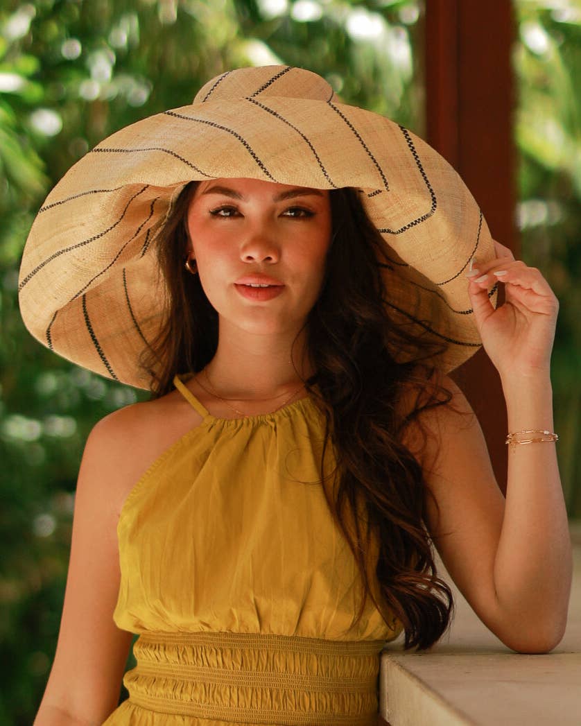 Shebobo - Wholesale Straw Hat - Women's - Monica 5" & 7" Wide Brim Pinstripe Packable Straw Sun Hats18