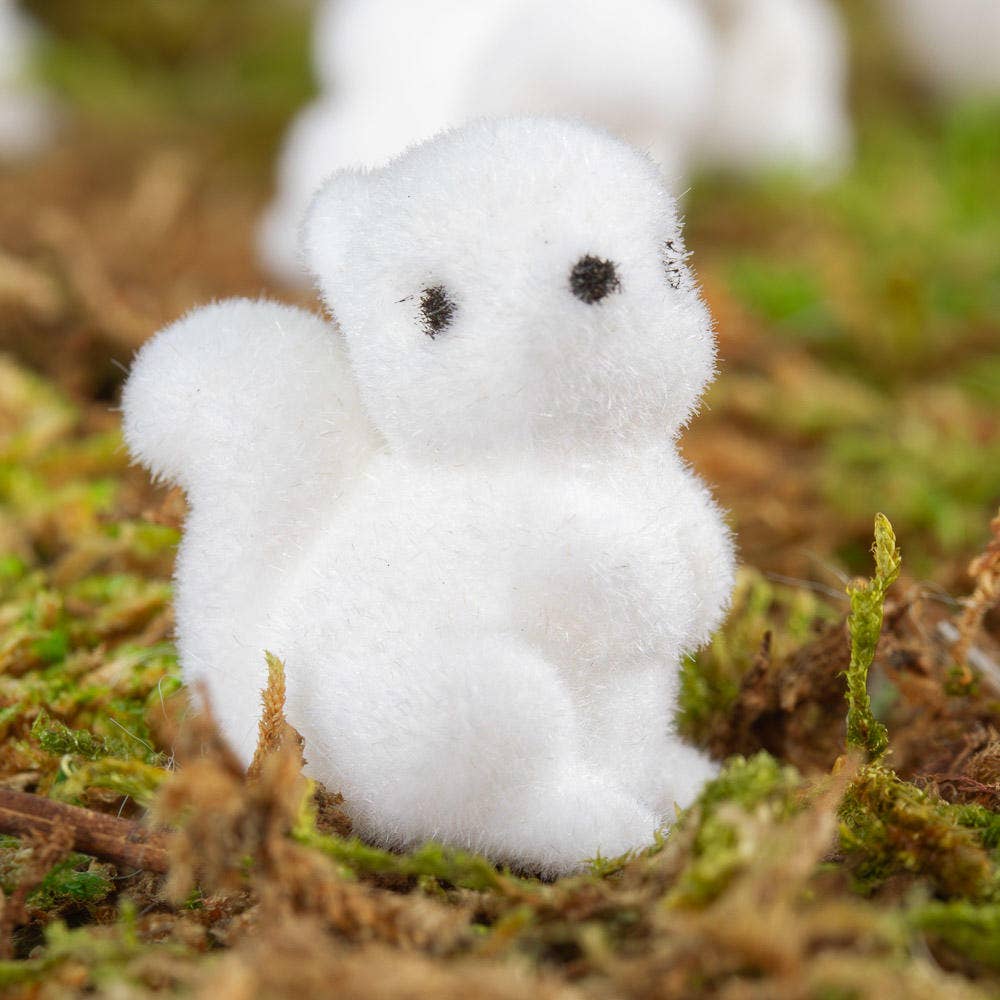 Factory Direct Craft – wholesale Decorative figurine – 1" Miniature White Flocked Squirrels (Bag of 12)1