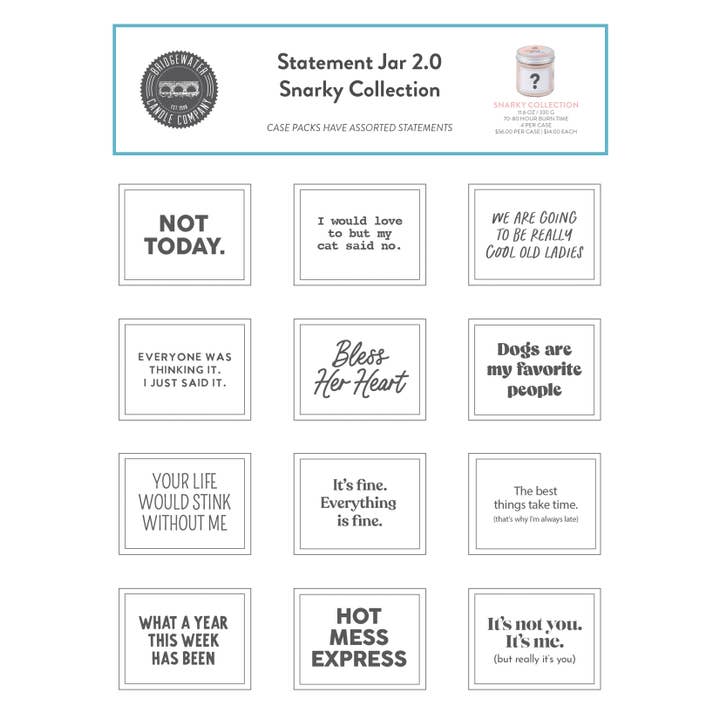 Sweet Grace Statement Jar Candle #053 - Snarky for wholesale by Bridgewater Candle Company