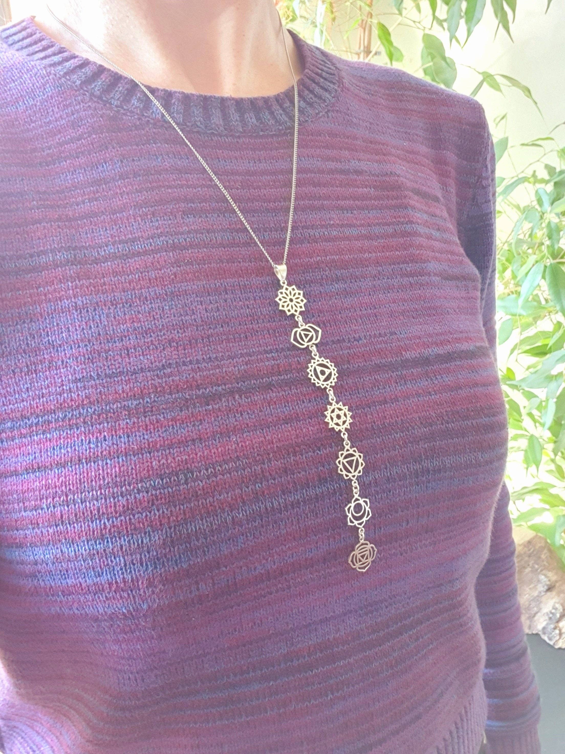 Kaali Boutique – wholesale Pendant/charm necklace – Silver Chakras Necklace with Stainless Steel Chain9