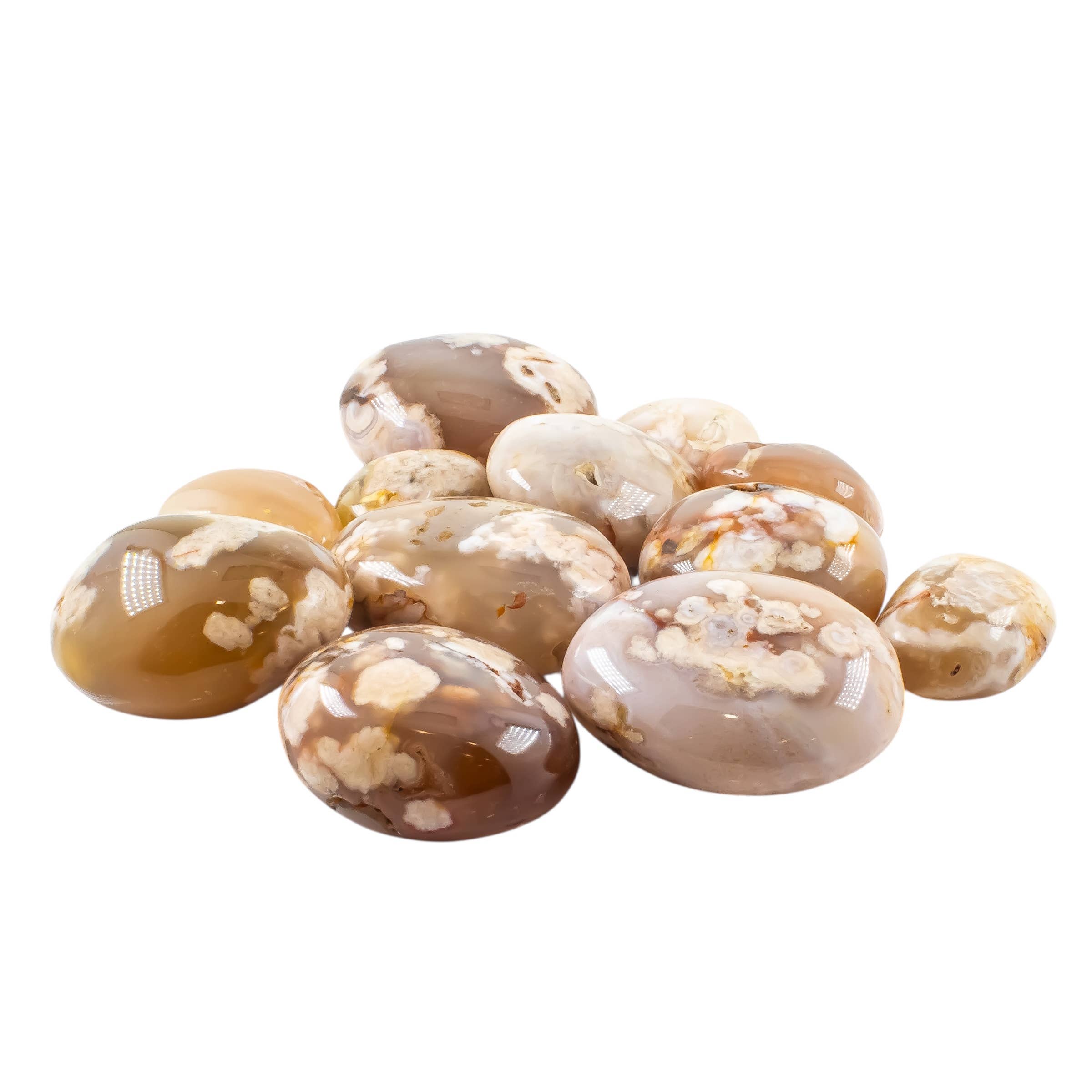 Quasar Gems USA - Wholesale Spiritual Stone/Crystal - Flower Agate Cherry Blossom Palm Stone Gallets 1kg/2lbs2