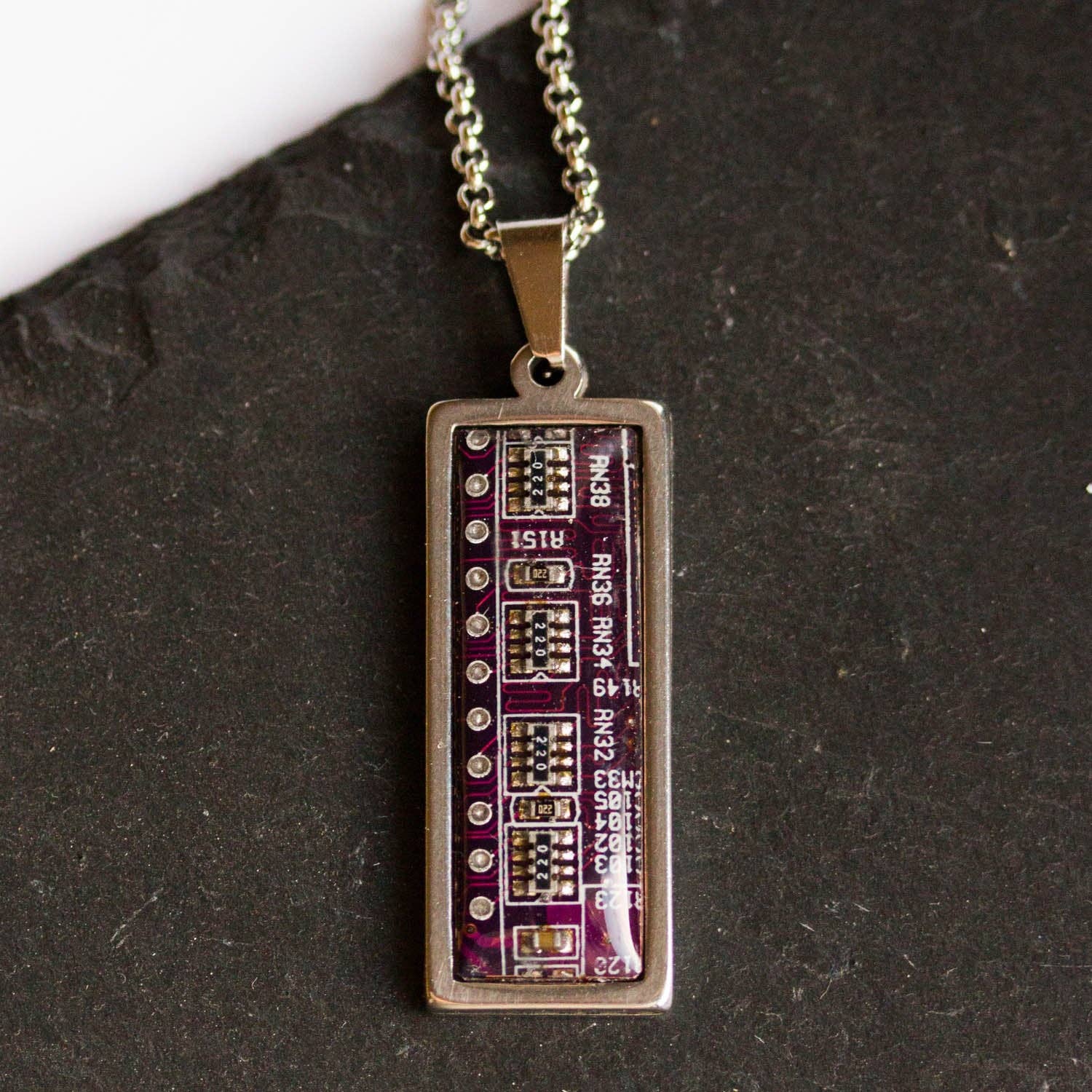 Pavlysh s.r.o. - Wholesale Pendant/Charm Necklace - Circuit board necklace, small rectangle2