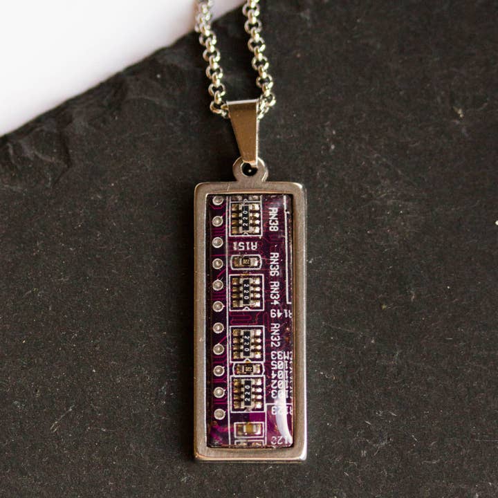 Pavlysh s.r.o. - Wholesale Pendant/Charm Necklace - Circuit board necklace, small rectangle2