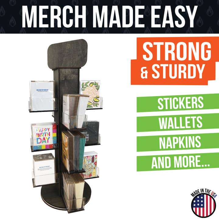 Torched Displays - Wholesale Retailer Display Stand/Case - 4-Sided Rotating Display Stand - Stationary, Greeting Cards