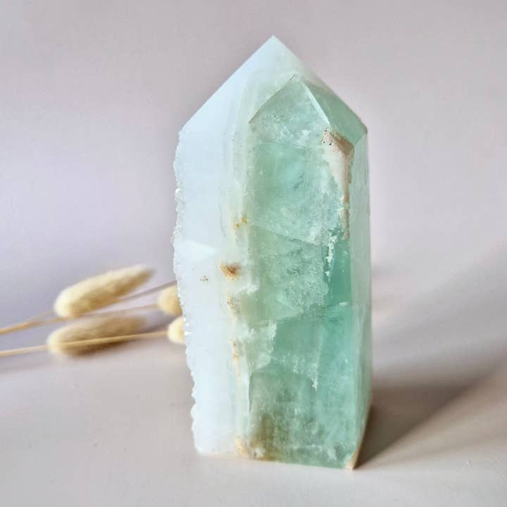 Green Fluorite Point – Raw & Polished | Unique Druzy Piece 454 grams for wholesale by Moonlight Gemstones