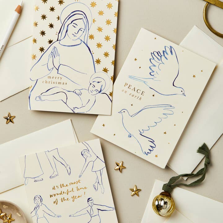 Wanderlust Paper Co - Wholesale Christmas Card - Doves 'Peace on Earth' Card2