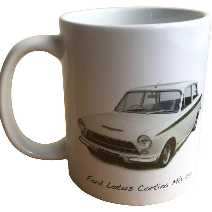 Ford Lotus Cortina Mk1 1964 - 11oz Printed Ceramic Mug for wholesale by Witherden's Workshop