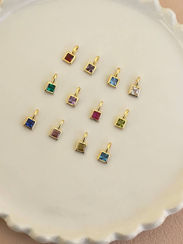 SQUARE BEZEL BIRTHSTONE CHARM for wholesale by Katie Waltman Jewelry