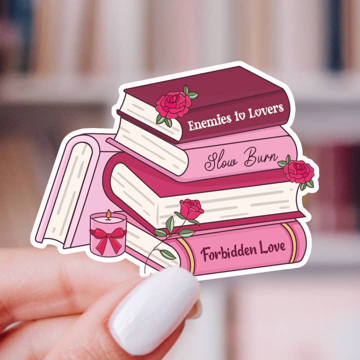 Romance Book Stack Sticker | Bookish Romance for wholesale by Indie Heart Studio