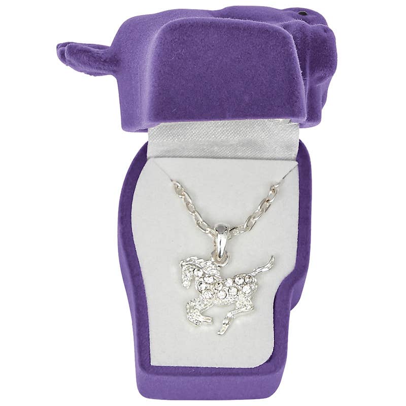 Western Express - Wholesale Pendant/Charm Necklace - Clear Rhinestone Pony Necklace in Pony Head Gift Box0