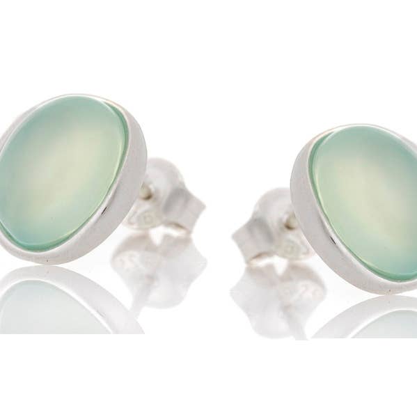 Ohrringe aus natürlichem gefärbtem Aqua-Achat, Sterlingsilber für den Großhandel von OPALOOK France