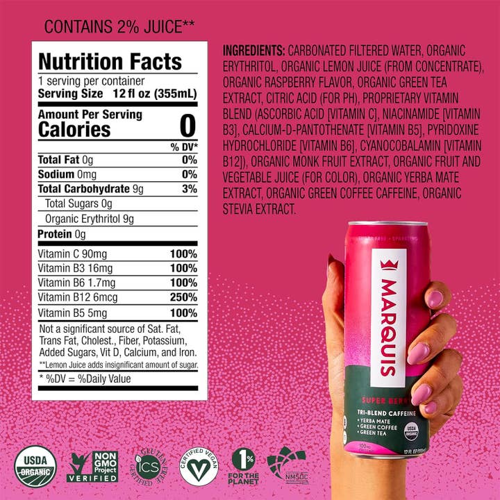 Marquis - Wholesale Sports/Energy Drink - Super Berry Sugar-Free Yerba Mate Drink