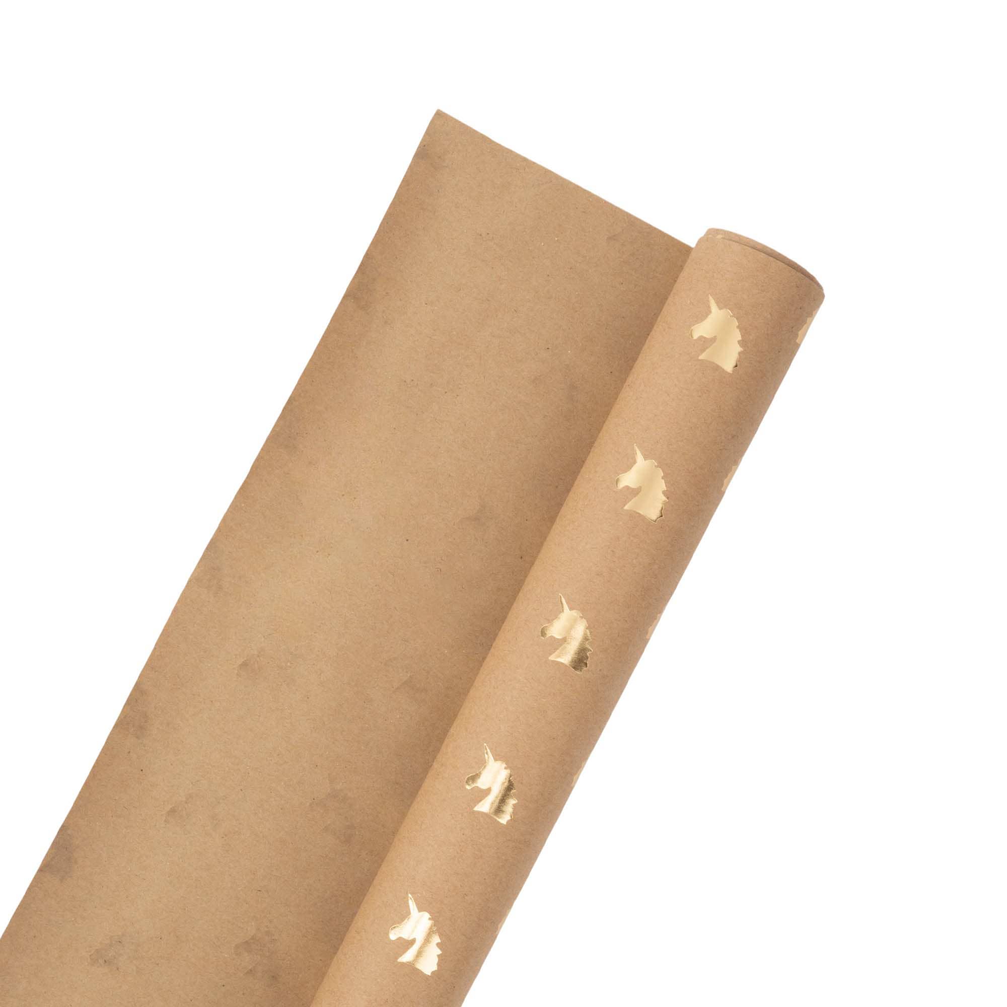 LA Ribbons Wholesale – wholesale Omslagspapper på rulle – 4-pack kraftpapperark 76 x 50 cm med guldig enhörningfolie från LA Ribbons Wholesale3
