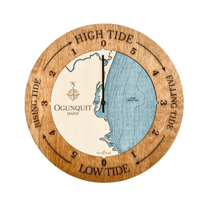 Sea & Soul Nautical Chart Art - Vente Horloges murales - Carte de profondeur d'eau de la côte du Maine75