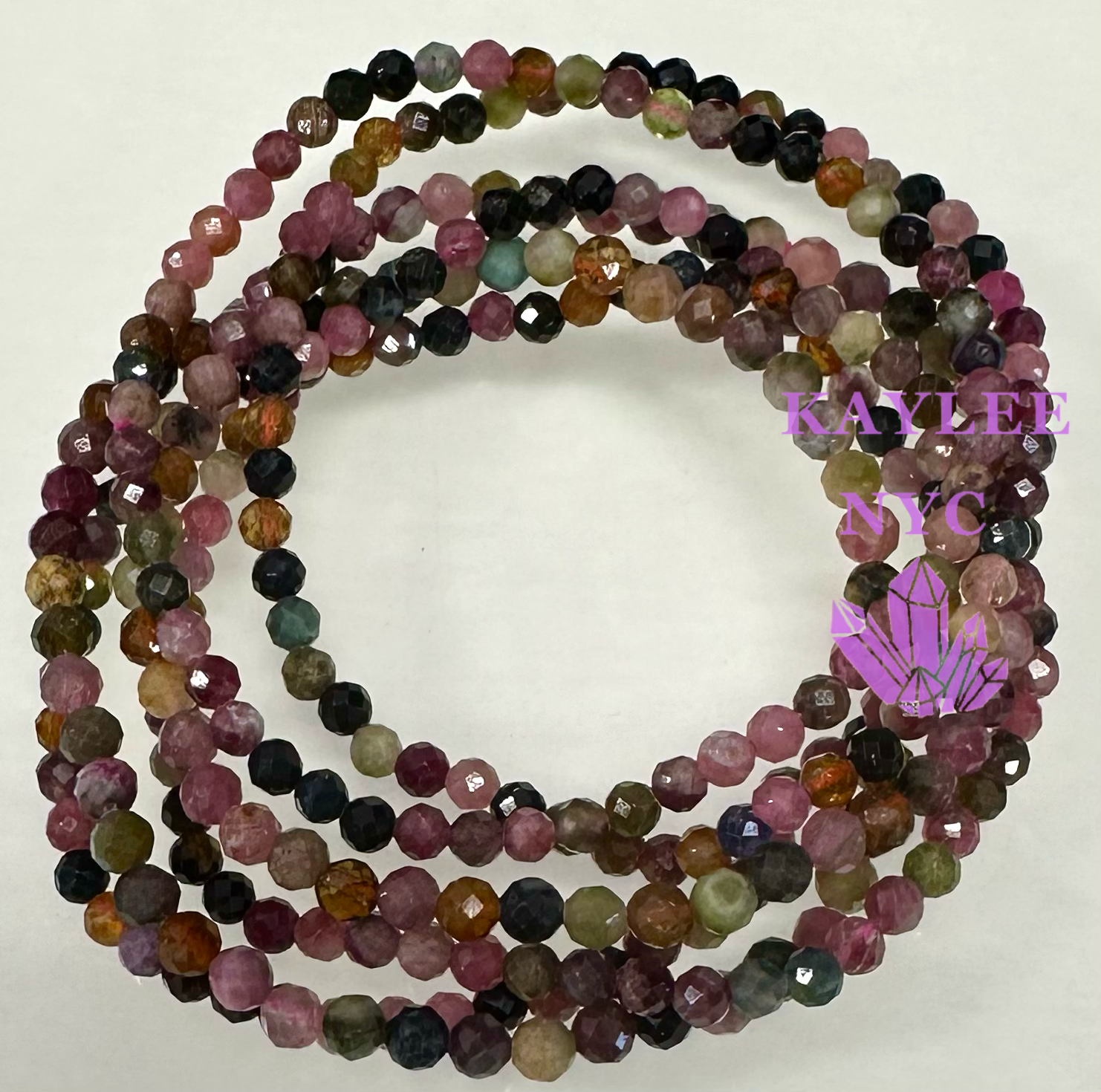 KayleeNYC - Wholesale Armband met kralen - Watermeloen Toermalijn 4mm Geslepen 7,5” armband1