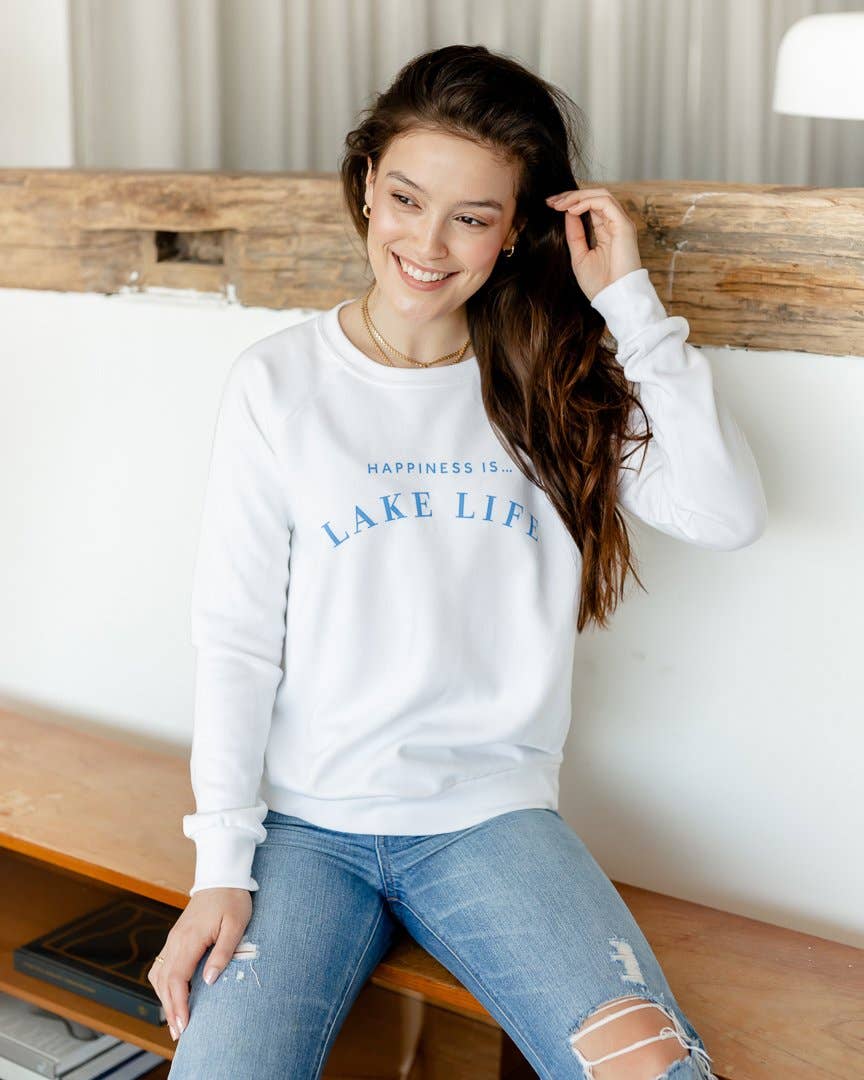 Happiness Is... – Camisola gráfica - Mulher por atacado – Sweatshirts Women's Lake Life - 4 Cores5