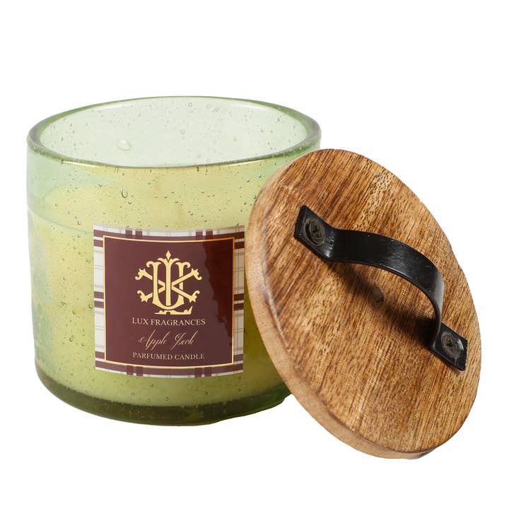 LUX FRAGRANCES - Wholesale Drinking Glass/Cup - 14oz Hand Blown Glass and Stained Lid with Handle