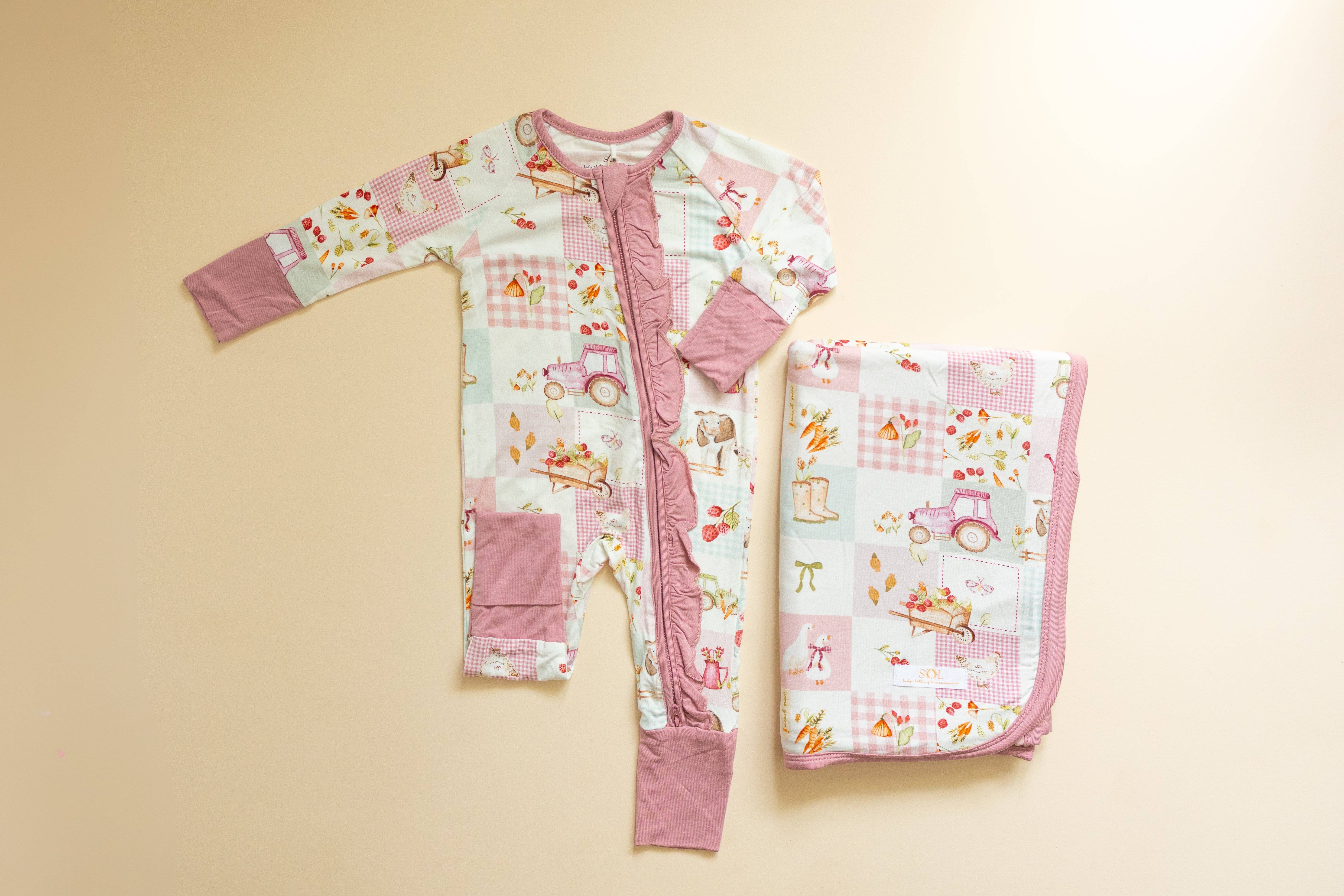 SOL Baby Clothing & Accessories - Wholesale Jumpsuit - Baby - Pink Farm Bamboo Romper3
