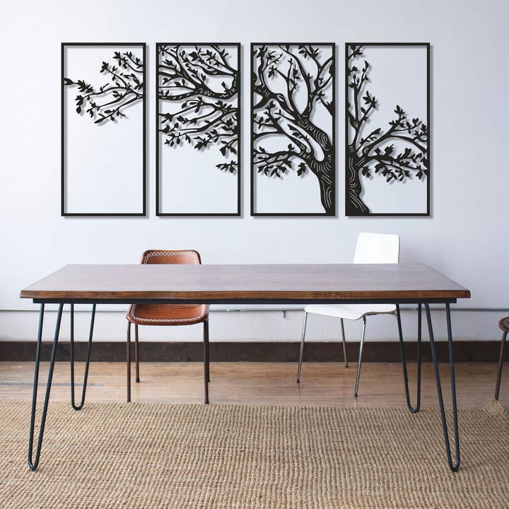 4 Panels Tree of Life Metal Decor for wholesale by Blackivycraft