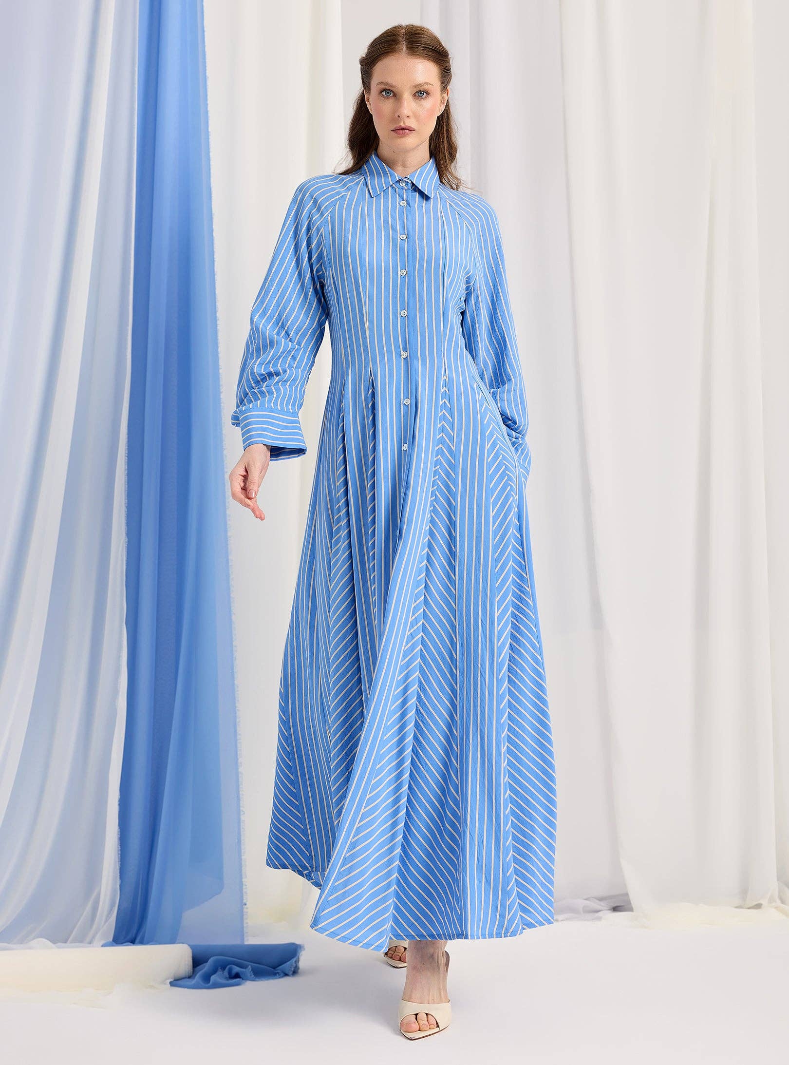 Store WF – wholesale Dress – Women's – Blue Stripe Maxi Dress2