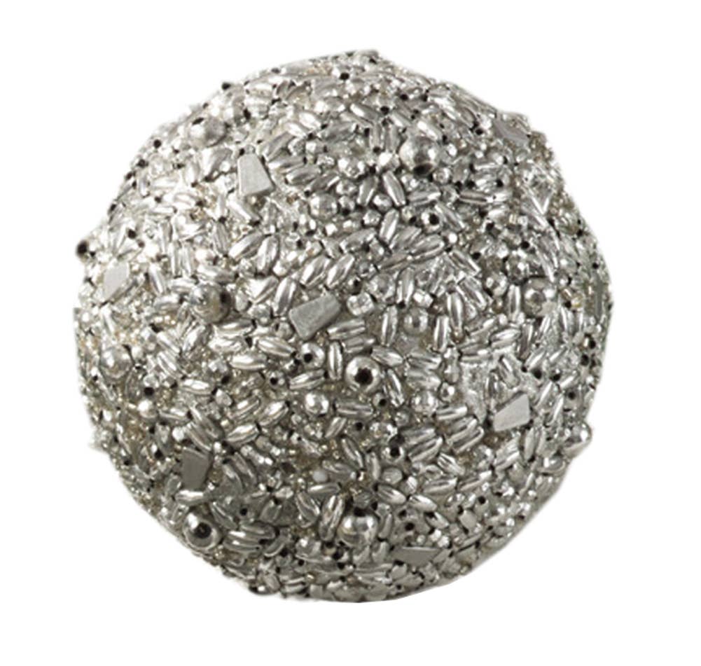 Fennco Styles – wholesale Decorative tabletop object – Silver Shimmering Beaded Decorative Spheres 4" Ball3