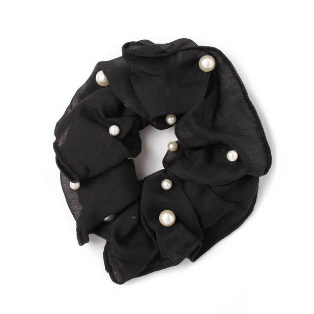 Inca UK - Wholesale Scrunchie - Women's - Chiffon and pearl bead scrunchie.Dia. 13cm3