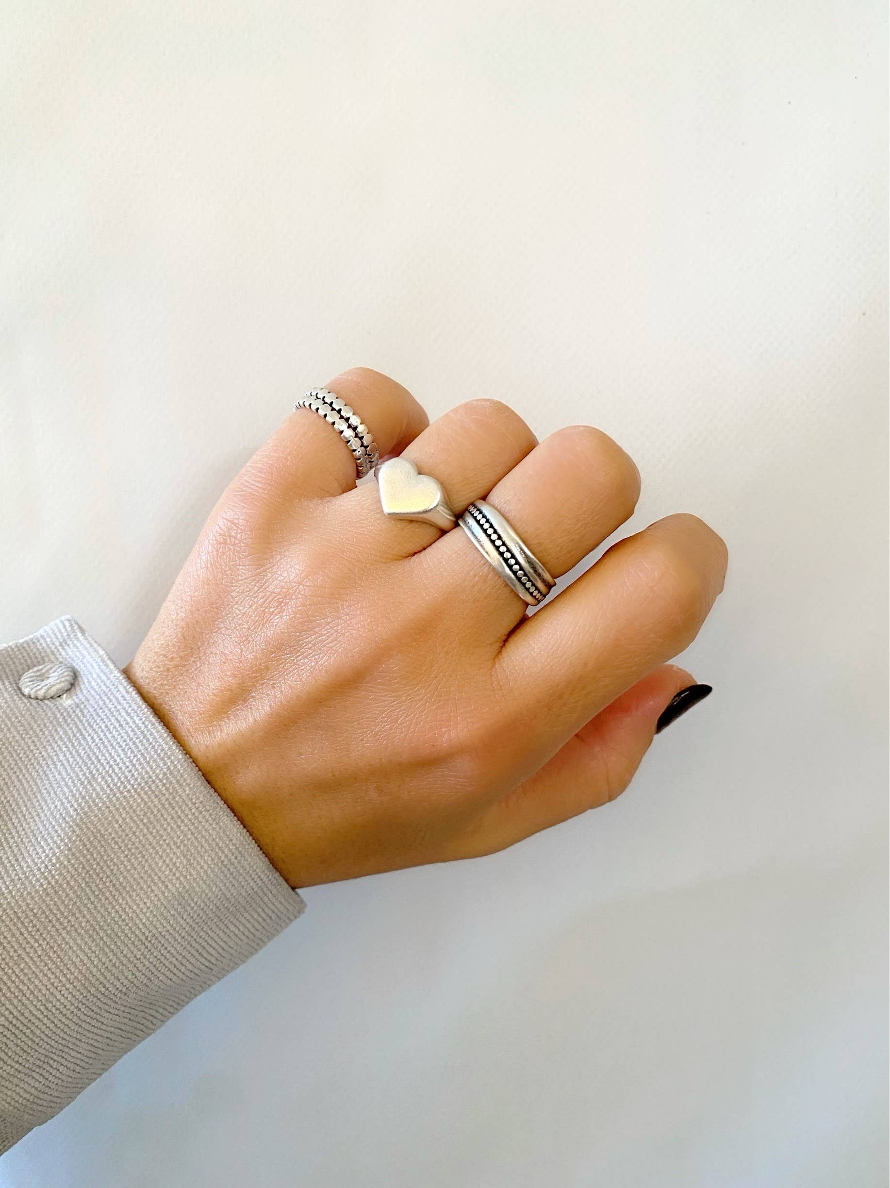 Christina Christi - Venta al por mayor Anillo de banda/apilable - Anillos de plata para mujer, anillos apilables, anillo de corazón, anillos anchos6