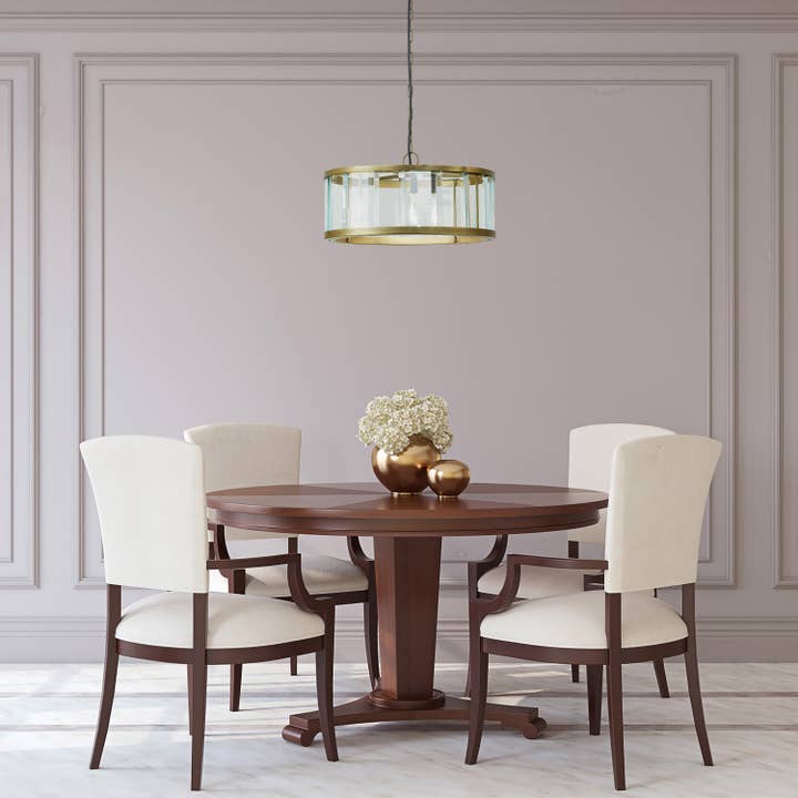 17"W Angelina Gold Metal and Beveled Glass Hanging Pendant for wholesale by River of Goods