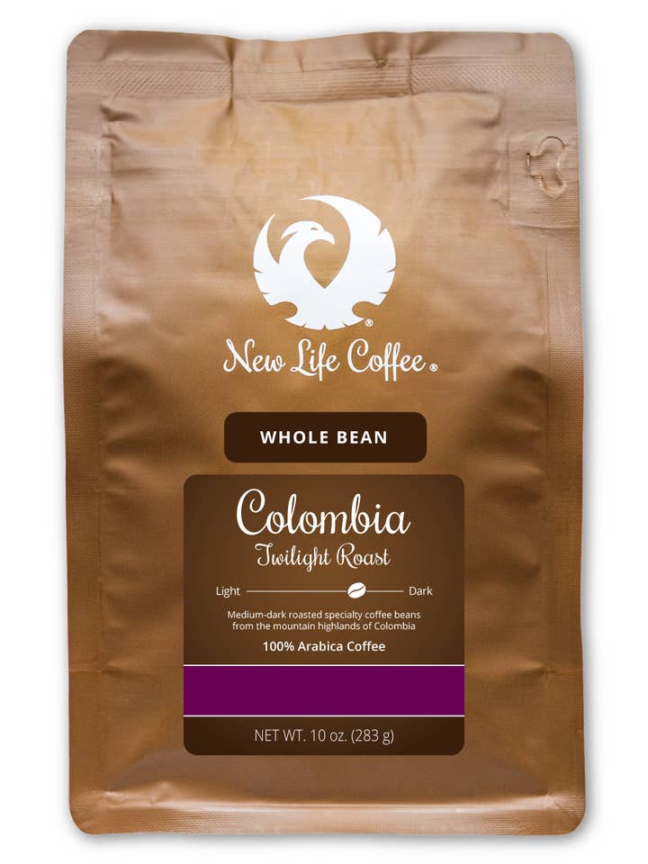 Colombia: Twilight Roast Hela Bean, 10 uns. väska för wholesale av New Life Coffee