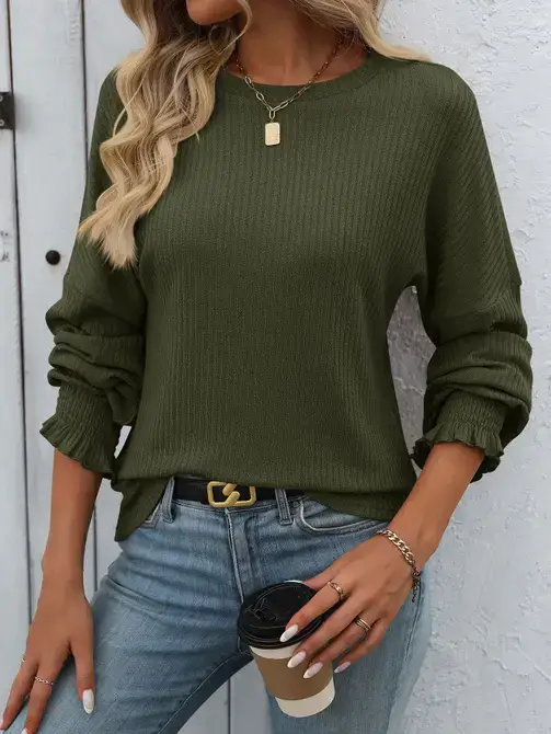 Lovesoft - Wholesale Knit Sweater - Women's - Casual Ribbed Long-Sleeve Sweater with a Relaxed Silhouette3