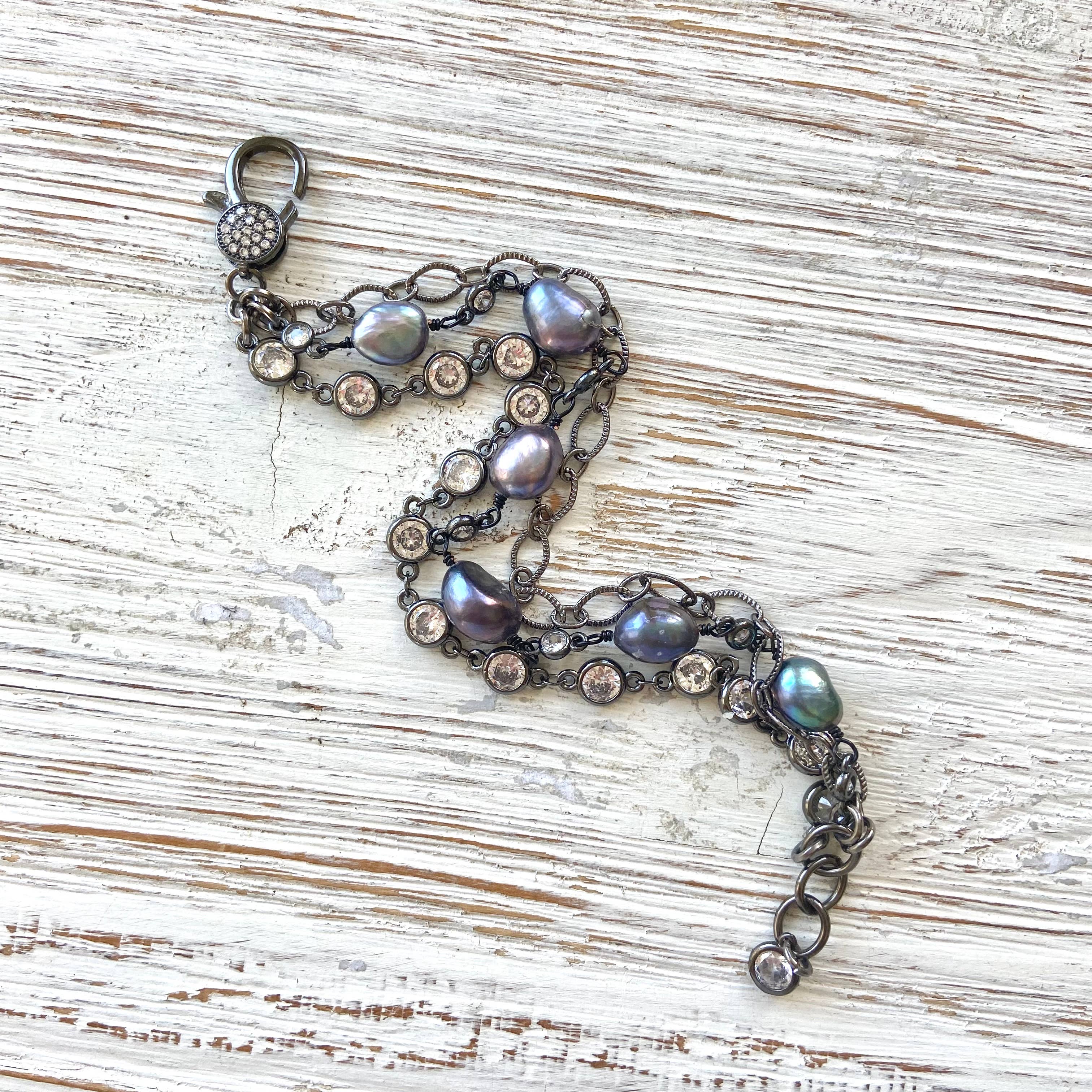 VB&CO Designs Handmade Jewelry - Wholesale Link & Chain Bracelet - Fresh water pearl triple layer bracelets boutique salon ocea4