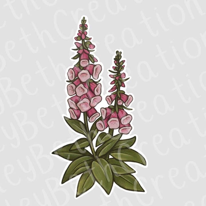 Foxglove Flower Sticker | Waterproof Sticker | Flower Sticker for wholesale by CarleyBethCreations