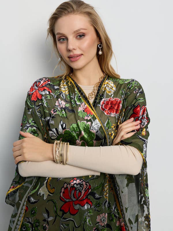 Velvet Muse Burnout Kimono for wholesale by SAACHI