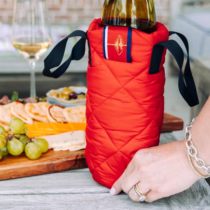 Puffer Wine Tote for wholesale by Pretty Rugged
