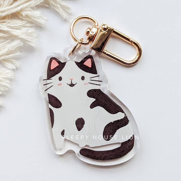 Cow Pattern Cat Keychain for wholesale by Sleepy House Lion