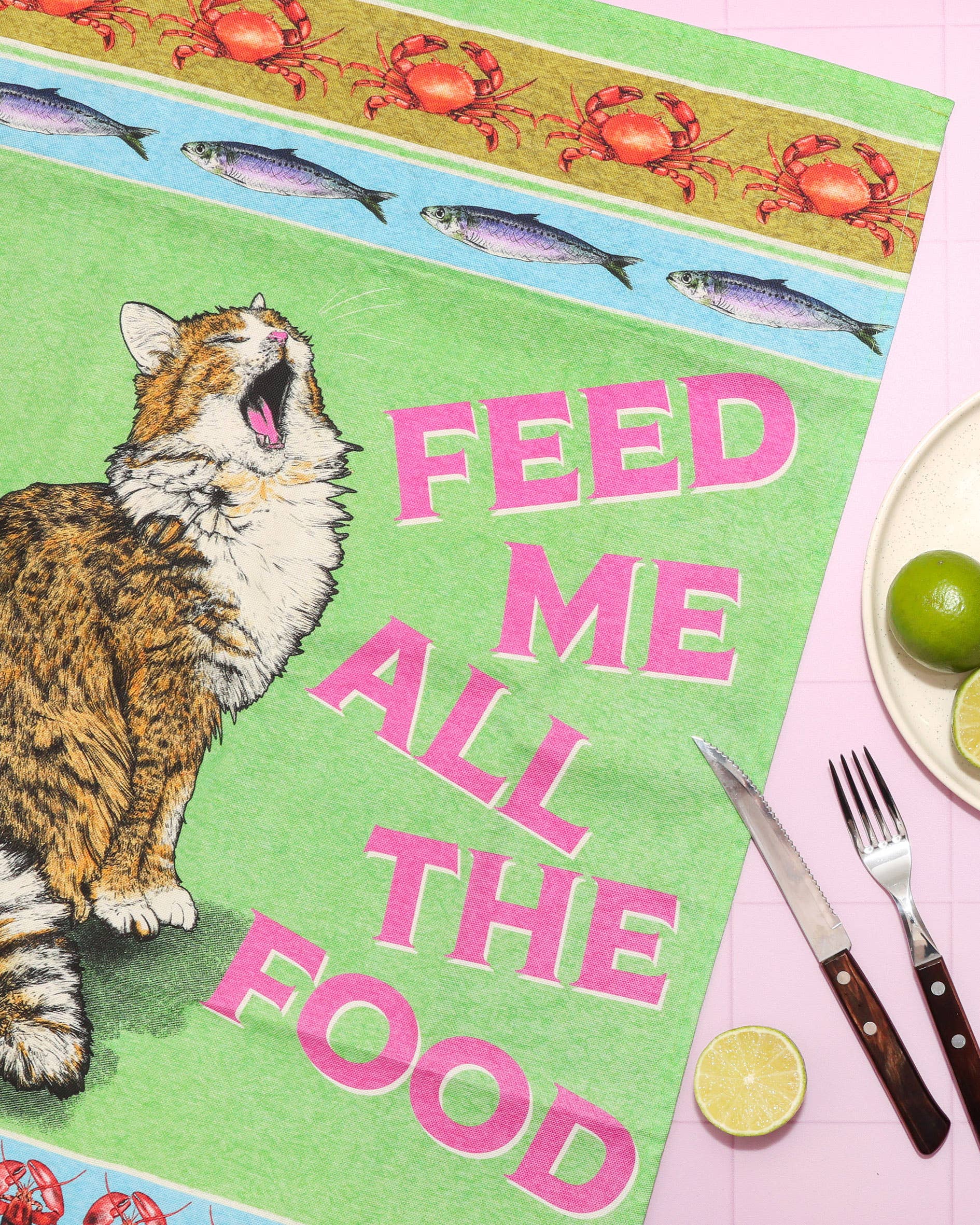 Fawn & Thistle Ltd (US Duties Paid) - Wholesale Tea Towel - Feed The Cat Tea Towel | 100% Cotton Dish Towel 11