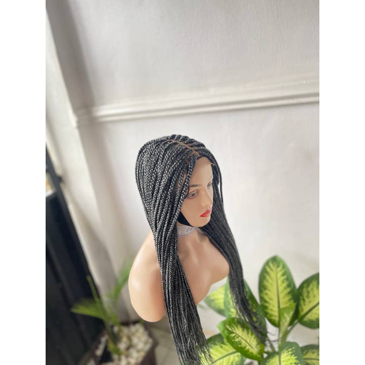 Lamuskwigs - Wholesale Wig/Hair Piece - Ready to ship Grey braided wig in closure. Glueless lace3