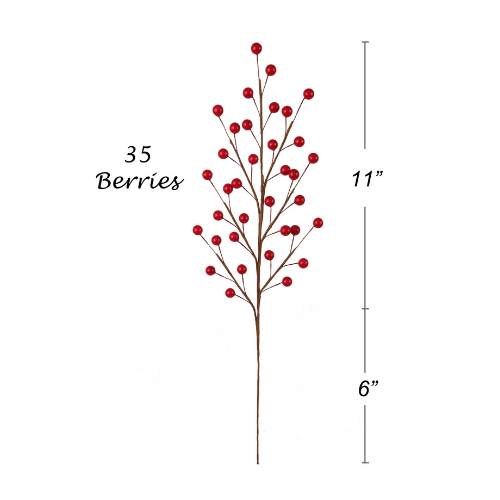 Larksilk - Vente Fleurs artificielles - Tiges de baies rouges de 19", décoration de Noël en fil métallique faux3