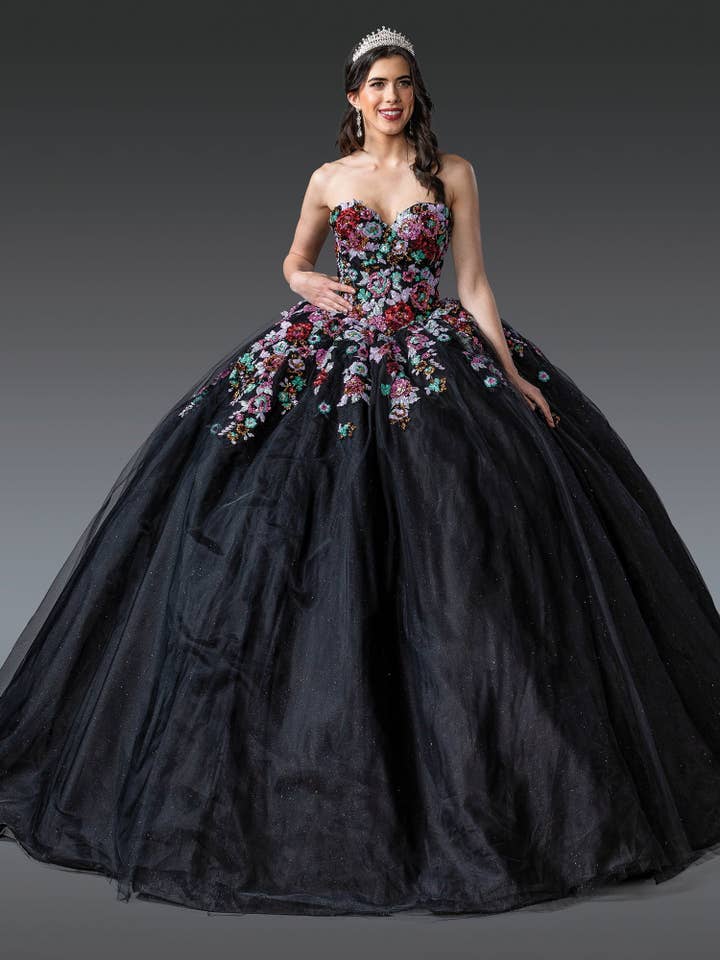 BLACK Wholesale Quinceanera Dress Strapless Masquerade Ball Gown By LAQ1927 for wholesale on Faire