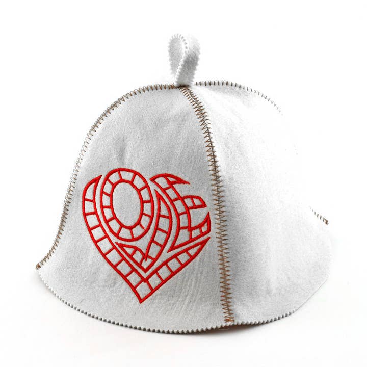 Russian sauna hat Love artificial felt white LA-478 for wholesale by SUNROZ