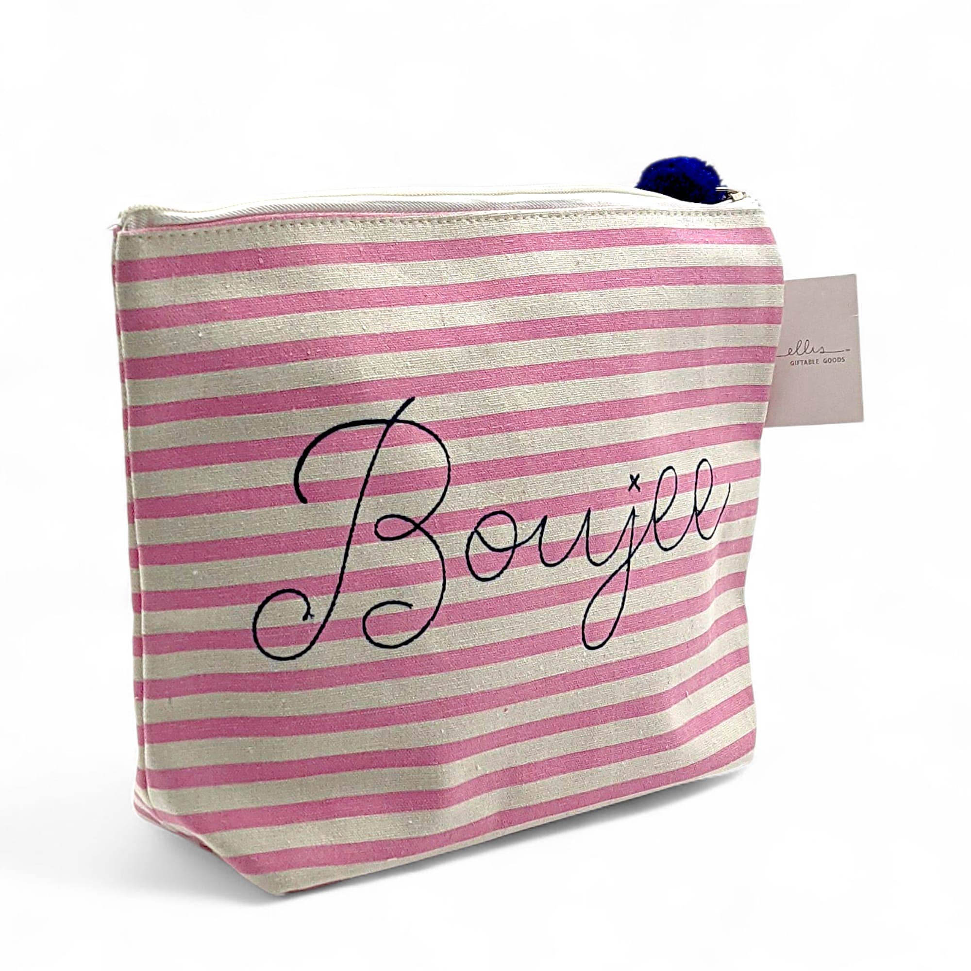 Crover - Wholesale Makeup/Cosmetic Bag - Boujee Striped Canvas Makeup Pouch, Pink Cosmetic Bag1