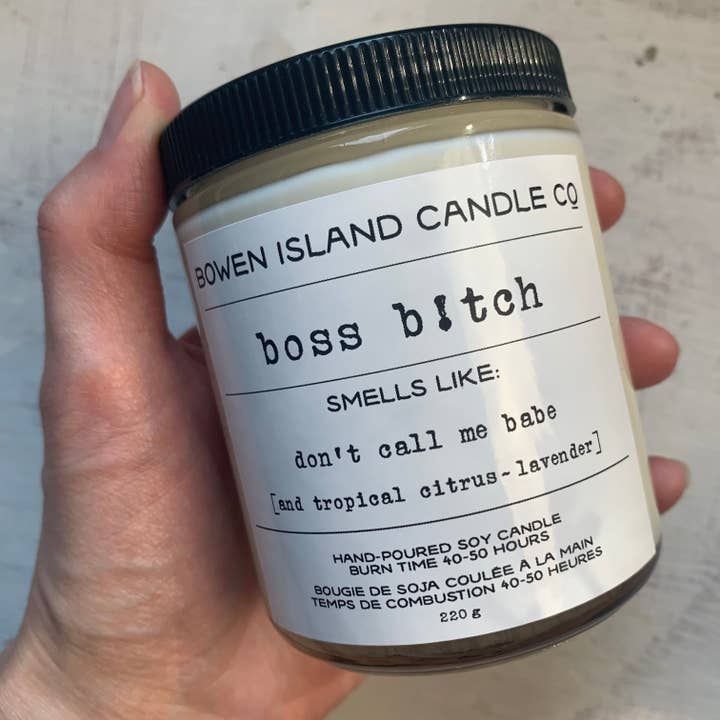 WHOLESALE 4 PACK Boss B!tch - tropical citrus ~ lavender - Soy Candle - gifts for women, friend gift, office gift, coworker gift for wholesale by Bowen Island Soap Company