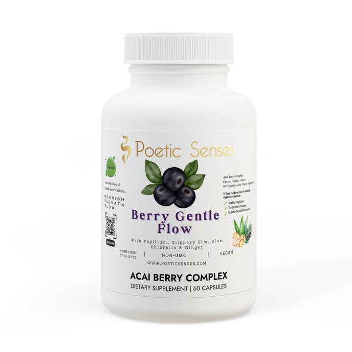 Berry Gentle Flow™ Complément Alimentaire Complexe de Baies d'Açaï (60 Gélules) pour la vente par Poetic Senses