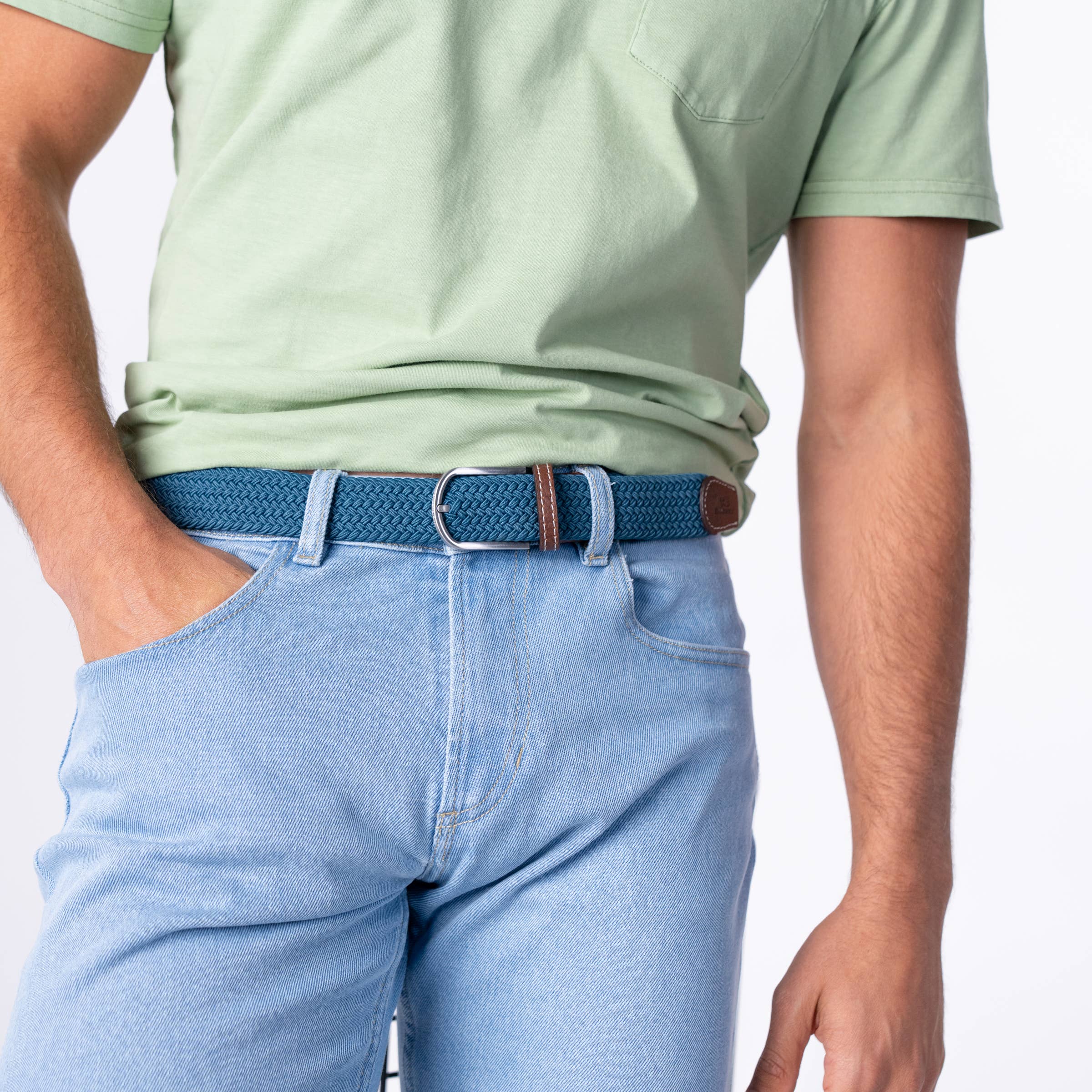 BILLYBELT - Vente Ceinture – homme - Ceinture tressée élastique Bleu Seram1
