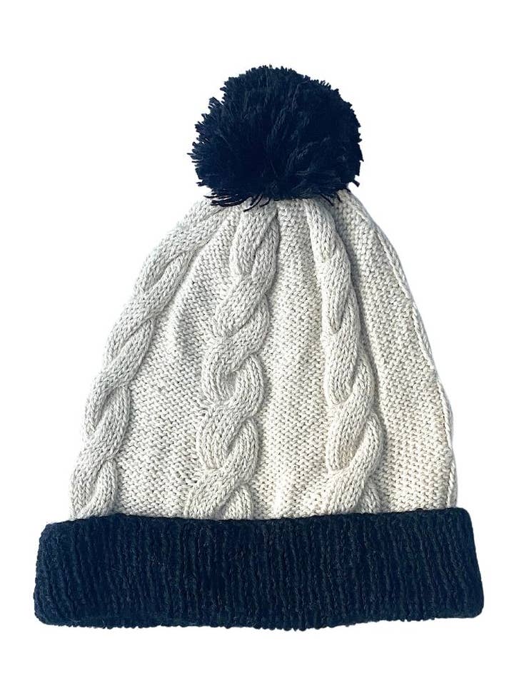 Cable Pom Hat Ivory for wholesale by Cabbages & Kings