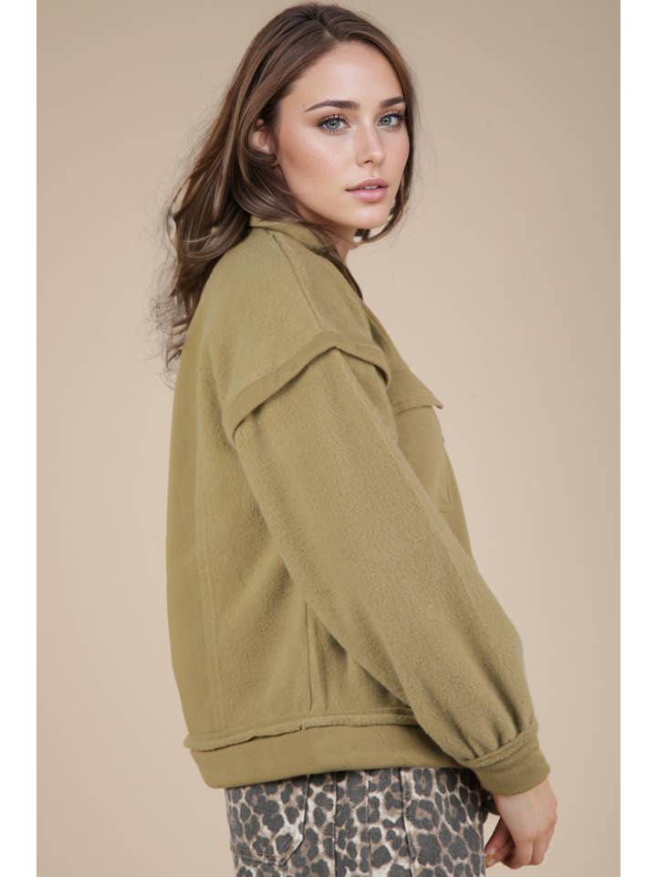 VERY J - Vente Sweat-shirt – femme - NT11793-Haut de sweat-shirt Henley en tissu contrasté à col montant6