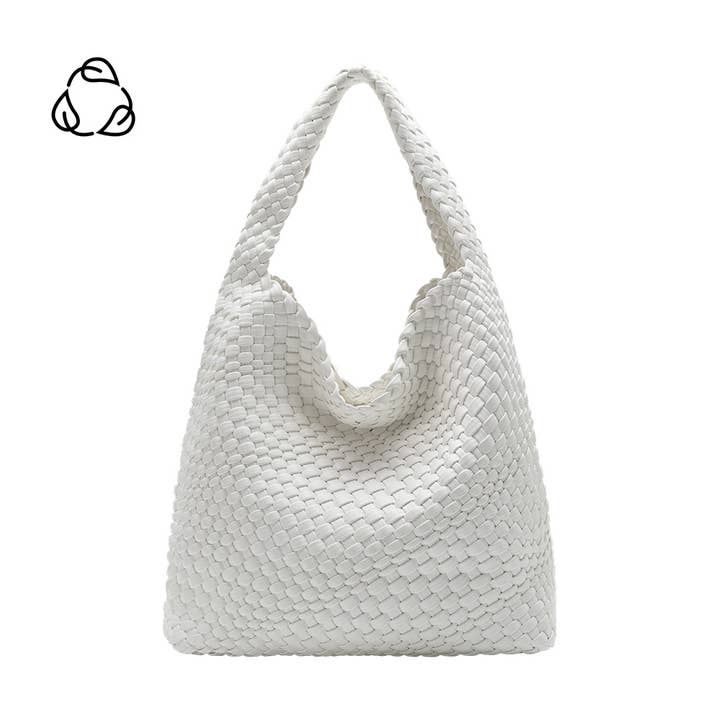 Johanna White Recycled Vegan Shoulder Bag Pre-Order 1/28 for wholesale by Melie Bianco